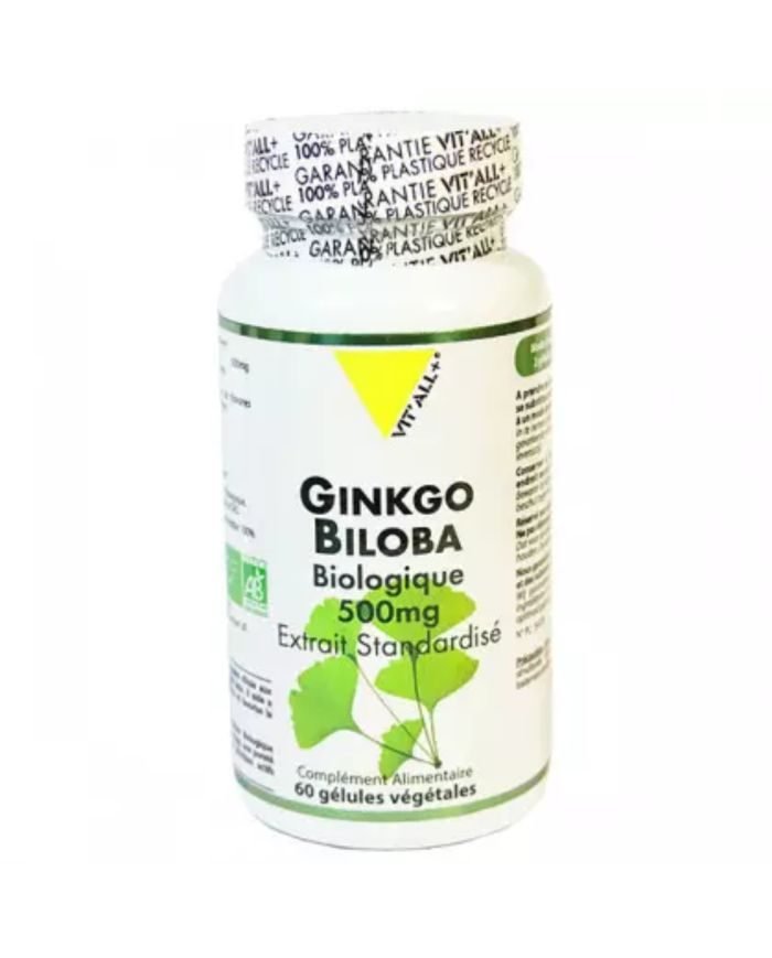 VITALL+ Ginkgo biloba biologique 500mg 60capsules - VIT'ALL+