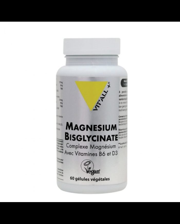 VITALL+ MAGNESIUM BISGLYCINATE VITAMINE B6 ET D3 COMPLEMENT ALIMENTAIRE 60 GELULES - VIT'ALL+