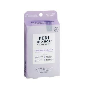VOESH NEW YORK PEDI IN A BOX DELUXE 4 STEP LAVENDER RELIEVE WITH ORGANIC OLIVE OIL AND LAVENDER EXTRACT - VOESH NEW YORK