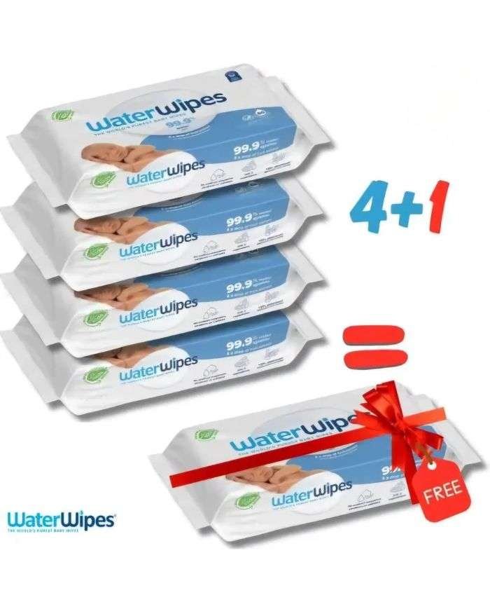 WATERWIPES PACK LINGETTES BEBE PACK DE 4+1 X 60 - WATERWIPES